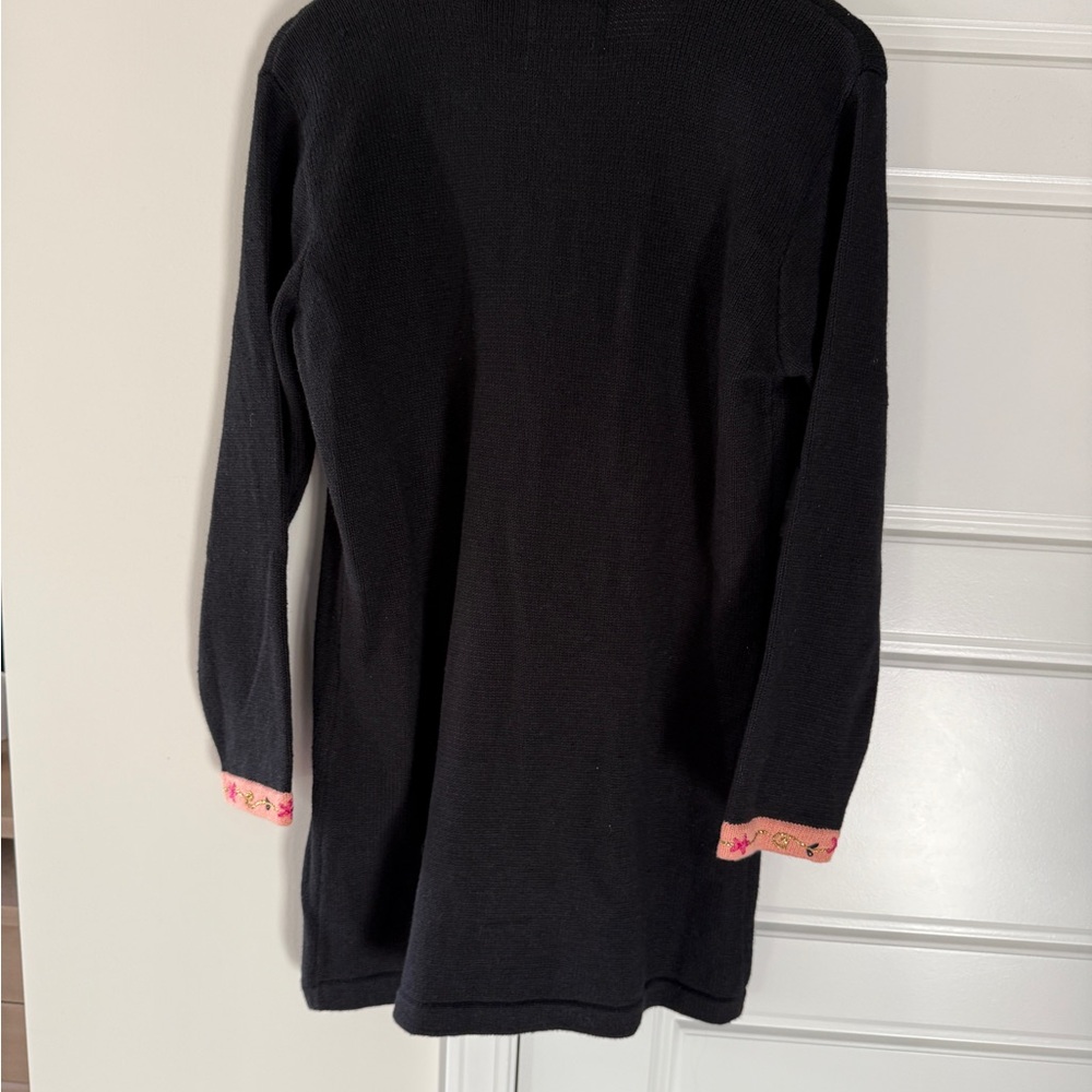 Storybook Knits Floral Embroidered Black Autumn Cardigan Medium NWT - Picture 6 of 7